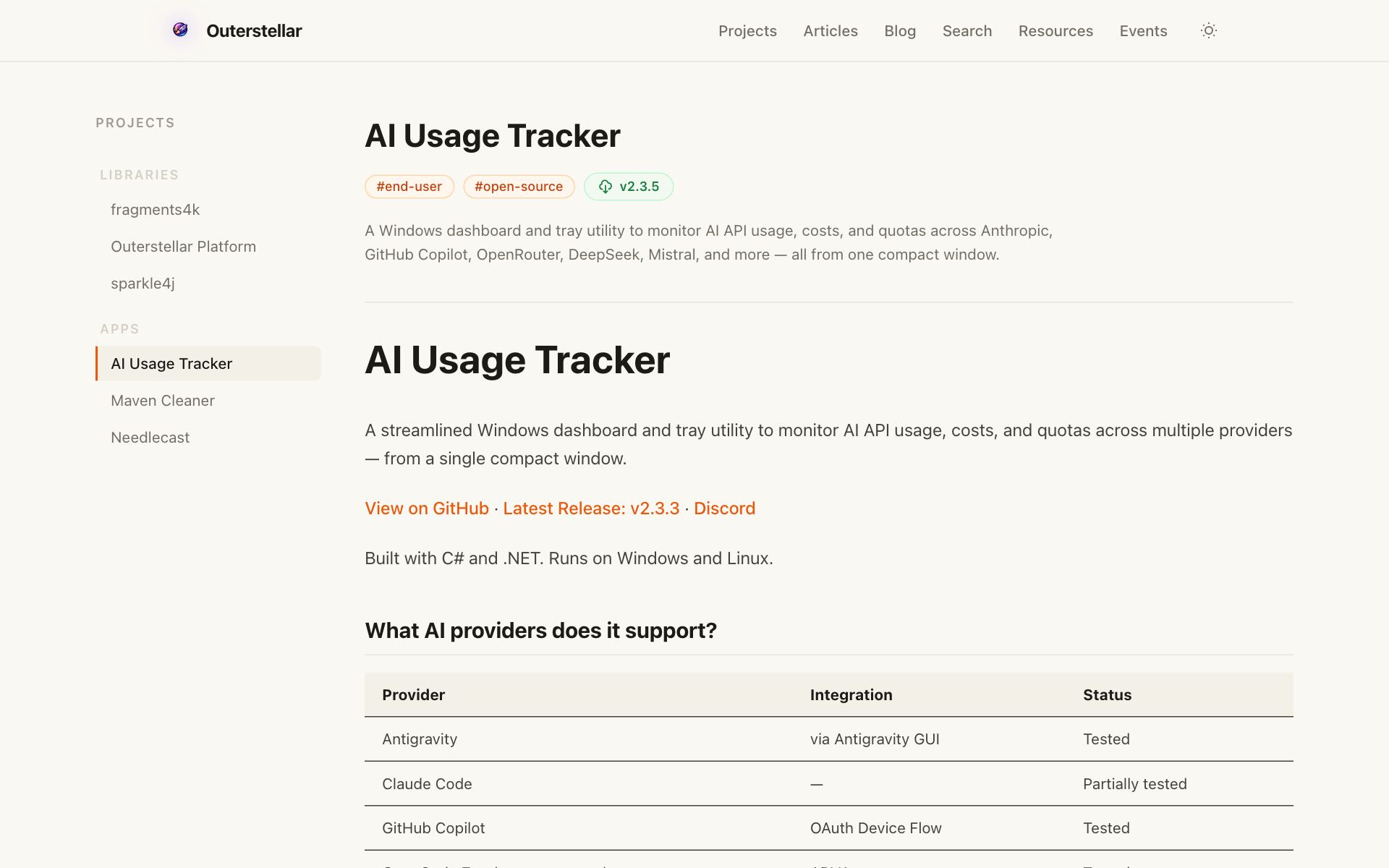 AI Usage Tracker — live site